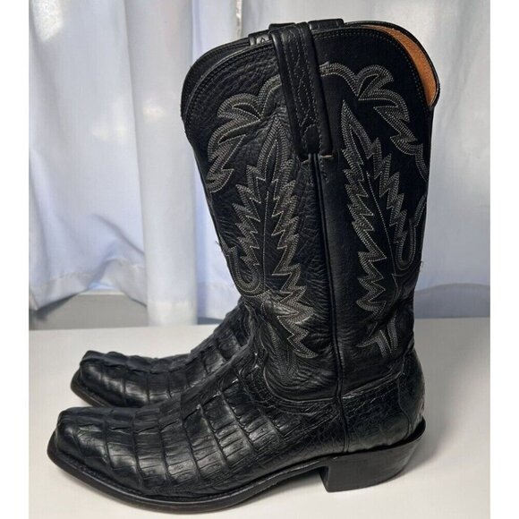 LUCCHESE BOOT COMPANY MENS SIZE 9-D CAiMAN BLACK GORGEOUS! main image 10